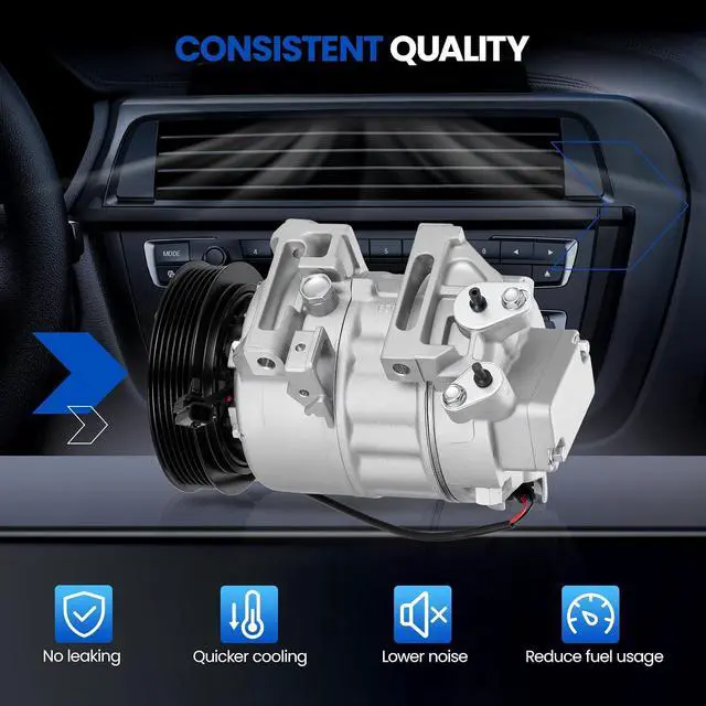 Alt view image 4 of 7 - 98455 Air Conditioning A/C Compressor with Clutch Compatible with Nissan X-Trail 2007-2014 2.5L L4 GAS