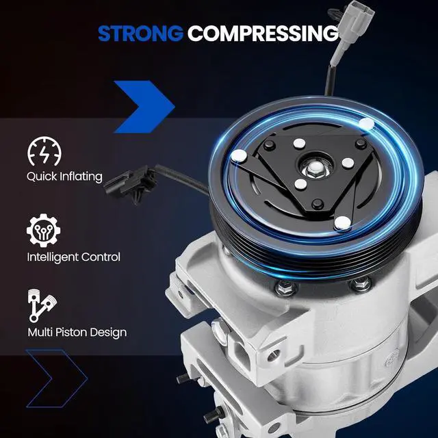Alt view image 5 of 7 - 98455 Air Conditioning A/C Compressor with Clutch Compatible with Nissan X-Trail 2007-2014 2.5L L4 GAS