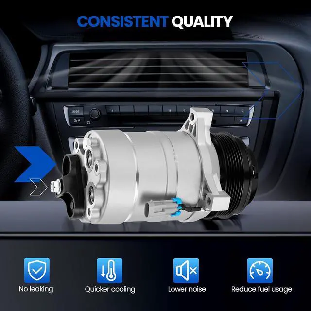 Alt view image 4 of 7 - 58963 Air Conditioning A/C Compressor with Clutch Compatible with Cadillac Allante DeVille Eldorado Fleetwood Seville 1989-1992, Compatible with Chevrolet P30 1994