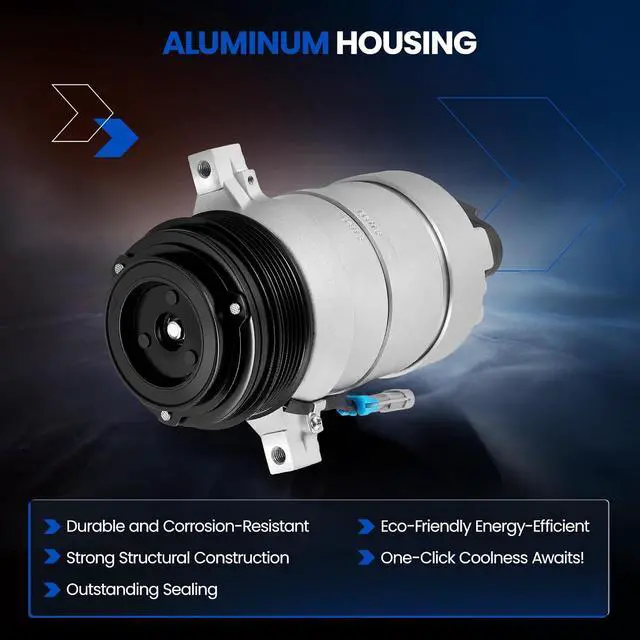 Alt view image 3 of 7 - 58963 Air Conditioning A/C Compressor with Clutch Compatible with Cadillac Allante DeVille Eldorado Fleetwood Seville 1989-1992, Compatible with Chevrolet P30 1994
