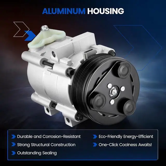 Alt view image 3 of 7 - 5U2Z19V703CD Air Conditioning A/C Compressor with Clutch Compatible with Ford F-150, for Expedition, for E-150 E-250 E-350 Econoline, Compatible with Lincoln Navigator, 4.6L 5.4L 6.8L
