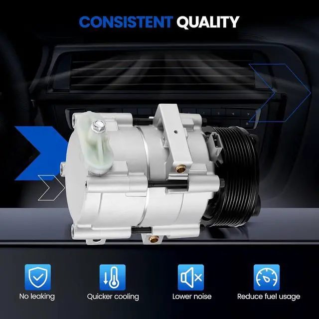 Alt view image 4 of 7 - 5U2Z19V703CD Air Conditioning A/C Compressor with Clutch Compatible with Ford F-150, for Expedition, for E-150 E-250 E-350 Econoline, Compatible with Lincoln Navigator, 4.6L 5.4L 6.8L