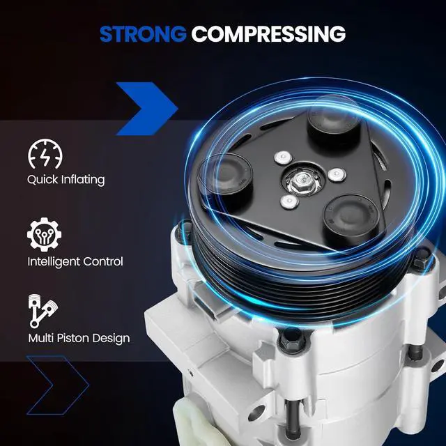 Alt view image 5 of 7 - 5U2Z19V703CD Air Conditioning A/C Compressor with Clutch Compatible with Ford F-150, for Expedition, for E-150 E-250 E-350 Econoline, Compatible with Lincoln Navigator, 4.6L 5.4L 6.8L