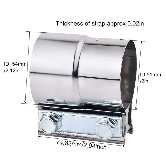 Alt view image 2 of 7 - 2.0" Lap Joint Band Clamp Exhaust Clamps Pipe Repair Parts Stainless Steel
