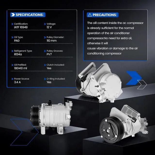 Alt view image 6 of 7 - 92600-7S000 Air Conditioning A/C Compressor with Clutch Compatible with Infiniti QX56 QX80 5.6L V8, Compatible with Nissan Armada Pathfinder Titan XD, 5.0L 5.6L