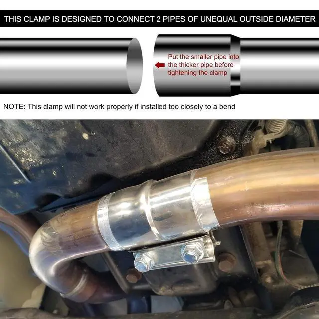 Alt view image 4 of 7 - 2.0" Lap Joint Band Clamp Exhaust Clamps Pipe Repair Parts Stainless Steel