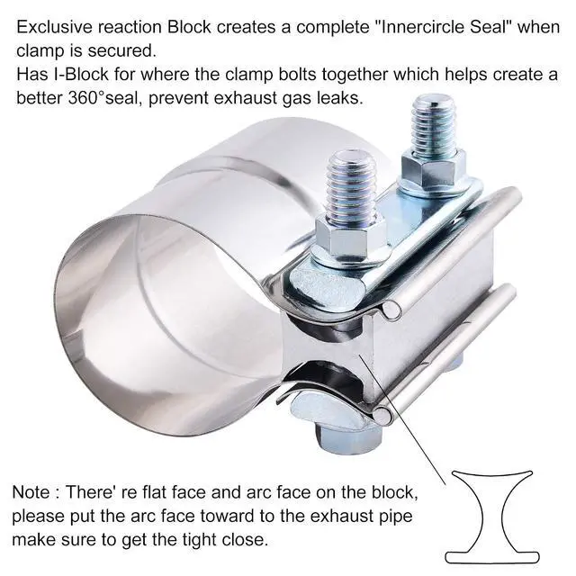 Alt view image 5 of 7 - 2.0" Lap Joint Band Clamp Exhaust Clamps Pipe Repair Parts Stainless Steel