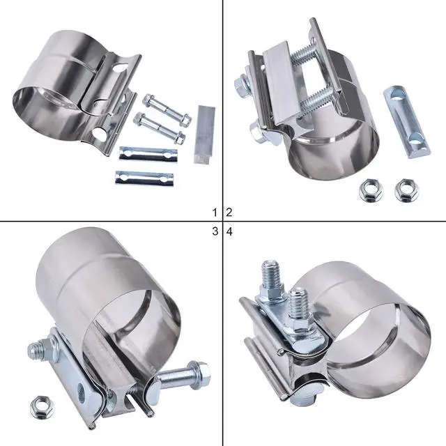 Alt view image 6 of 7 - 2.0" Lap Joint Band Clamp Exhaust Clamps Pipe Repair Parts Stainless Steel