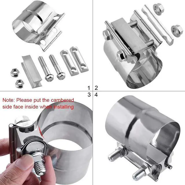 Alt view image 5 of 7 - ZFBB 3.0" Lap Joint Band Clamp Exhaust Clamps Pipe Parts Stainless Steel 2Pcs