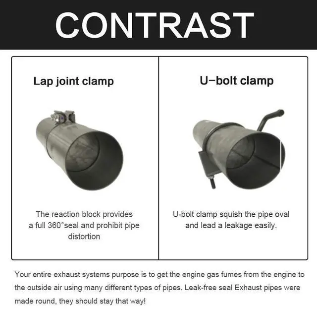 Alt view image 6 of 7 - ZFBB 3.0" Lap Joint Band Clamp Exhaust Clamps Pipe Parts Stainless Steel 2Pcs