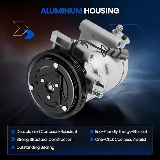 Alt view image 3 of 7 - 68653 Air Conditioning A/C Compressor with Clutch Compatible with Subaru Forester 1998-2000 2.5L, Compatible with Subaru Impreza 1993-1997 1.8L, 1995-2001 2.2L, 1998-2001 2.5L H4 GAS