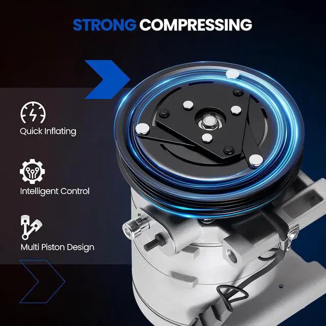 Alt view image 5 of 7 - 68653 Air Conditioning A/C Compressor with Clutch Compatible with Subaru Forester 1998-2000 2.5L, Compatible with Subaru Impreza 1993-1997 1.8L, 1995-2001 2.2L, 1998-2001 2.5L H4 GAS