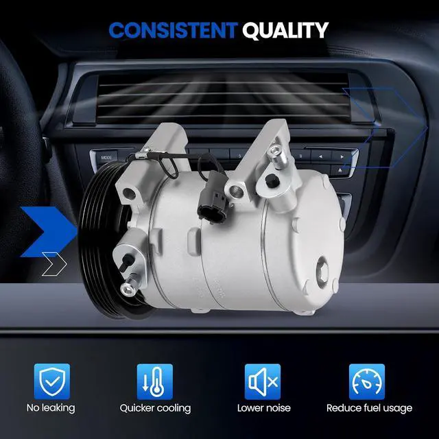 Alt view image 4 of 7 - 68653 Air Conditioning A/C Compressor with Clutch Compatible with Subaru Forester 1998-2000 2.5L, Compatible with Subaru Impreza 1993-1997 1.8L, 1995-2001 2.2L, 1998-2001 2.5L H4 GAS