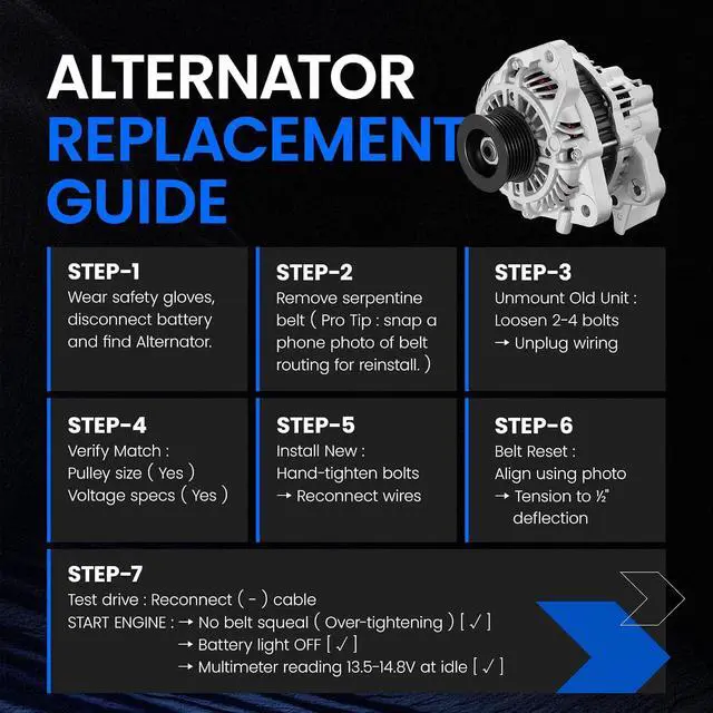 Alt view image 5 of 7 - 11176 Alternator Compatible with Honda Civic 0611 L4 1.8L, 80A Direct Fit, OEM Quality | Replaces 31100RNAA01 31100RNAA01RM AHGA67 A002TC1391 11176N