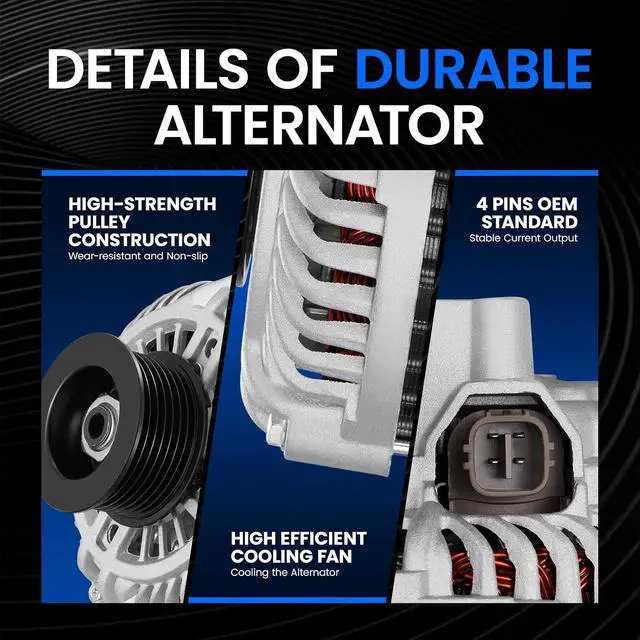 Alt view image 4 of 7 - 11176 Alternator Compatible with Honda Civic 0611 L4 1.8L, 80A Direct Fit, OEM Quality | Replaces 31100RNAA01 31100RNAA01RM AHGA67 A002TC1391 11176N