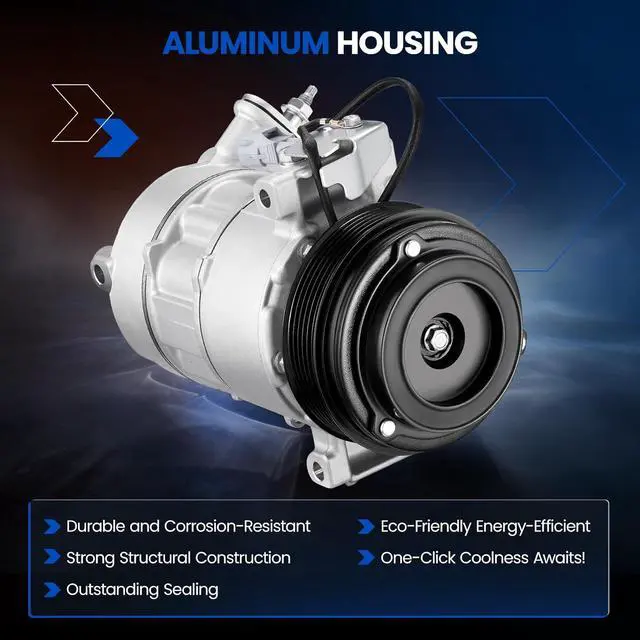 Alt view image 3 of 7 - 141262C Air Conditioning A/C Compressor with Clutch Compatible with Ram ProMaster City 2015-2020 L4 2.4L, 6-Groove Pulley