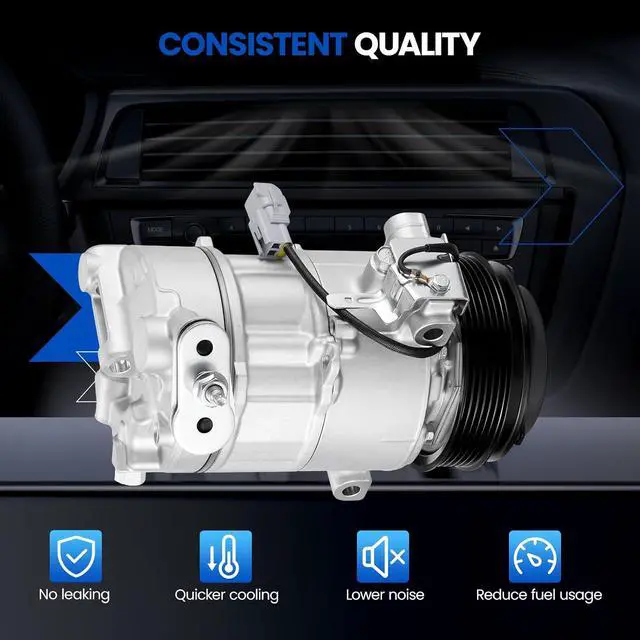 Alt view image 4 of 7 - 141262C Air Conditioning A/C Compressor with Clutch Compatible with Ram ProMaster City 2015-2020 L4 2.4L, 6-Groove Pulley