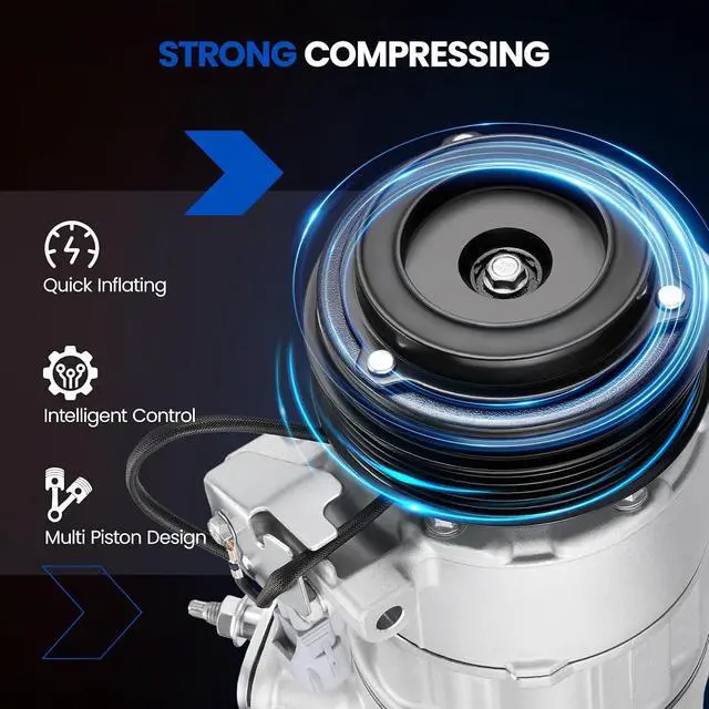 Alt view image 5 of 7 - 141262C Air Conditioning A/C Compressor with Clutch Compatible with Ram ProMaster City 2015-2020 L4 2.4L, 6-Groove Pulley