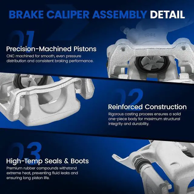 Alt view image 4 of 7 - Rear Brake Caliper Assembly Replaces for 19B3318 19B3319, Compatible with Mini Cooper 2007-2015 1.6L L4, GAS