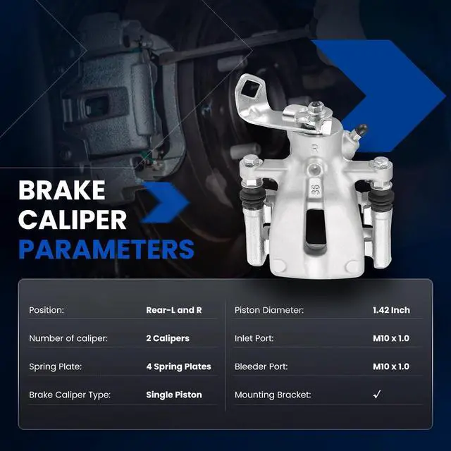 Alt view image 5 of 7 - Rear Brake Caliper Assembly Replaces for 19B3318 19B3319, Compatible with Mini Cooper 2007-2015 1.6L L4, GAS