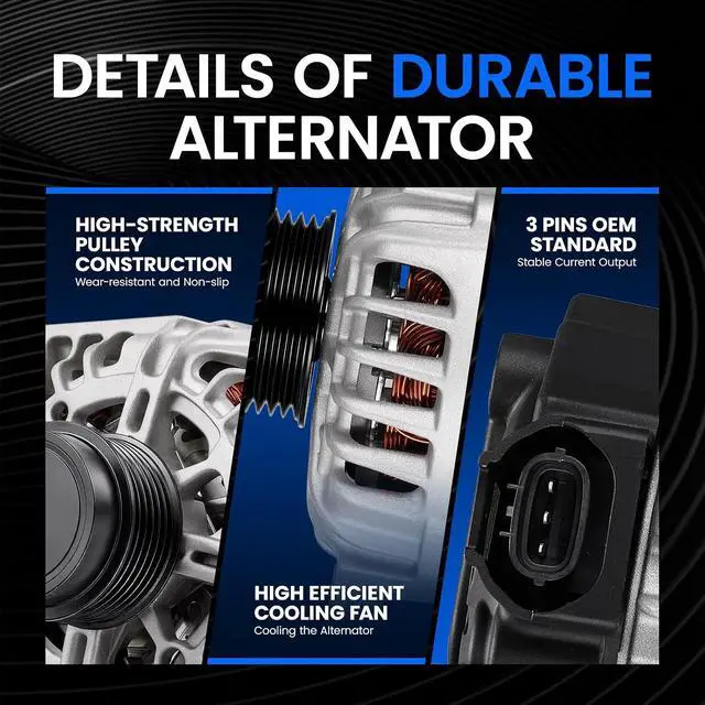 Alt view image 4 of 7 - 11609 Alternator Compatible with Kia Soul 2012-2016, Forte Koup 2014-2016, Forte5 2015-2016, Rio 2014-2017, Compatible with Hyundai Veloster 2013-2017 1.6L 110Amp 373002B760