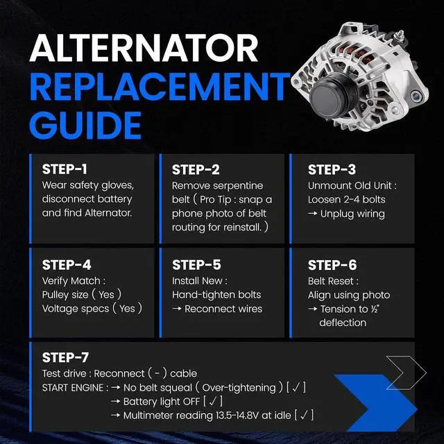 Alt view image 6 of 7 - 11609 Alternator Compatible with Kia Soul 2012-2016, Forte Koup 2014-2016, Forte5 2015-2016, Rio 2014-2017, Compatible with Hyundai Veloster 2013-2017 1.6L 110Amp 373002B760