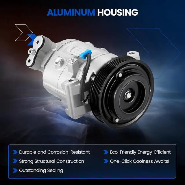 Alt view image 3 of 7 - 68695 Air Conditioning A/C Compressor with Clutch Compatible with Chevrolet Sonic 2012, L4 1.8L FLEX, CSP15 Compressor Type, 6-Groove Pulley