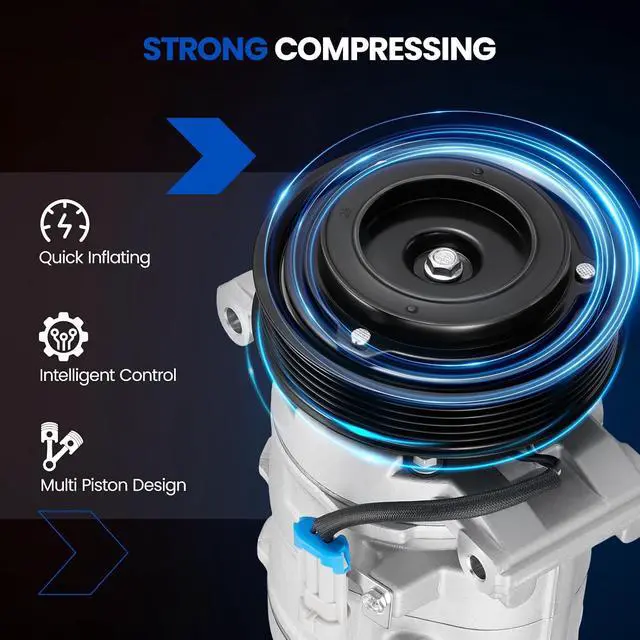 Alt view image 5 of 7 - 68695 Air Conditioning A/C Compressor with Clutch Compatible with Chevrolet Sonic 2012, L4 1.8L FLEX, CSP15 Compressor Type, 6-Groove Pulley