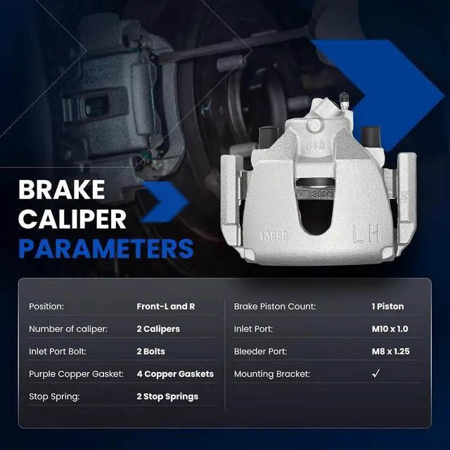 Alt view image 5 of 7 - Front Brake Caliper Assembly for Mazda 3 2005-2006/2008-2013 2.0L L4 | Compatible with Mazda 3 Sport 2009-2013 2.0L L4,GAS, Replaces for 19B2942B 19B2943B