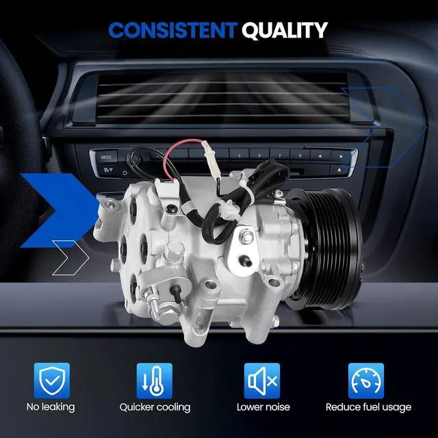 Alt view image 4 of 7 - 98555 Air Conditioning A/C Compressor with Clutch Compatible with Honda Civic 2006-2011 1.8L L4 CNG GAS