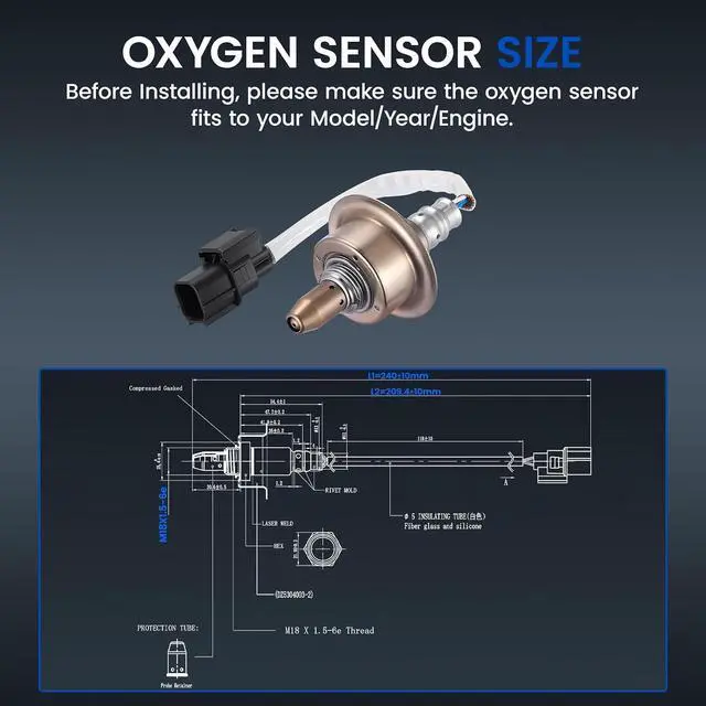Alt view image 3 of 7 - Upstream Oxygen O2 Sensor 234-9131 Compatible with Acura 2016-2020 ILX, 2015-2020 TLX; Compatible with Honda 2013-2017 Accord, 2015-2016 CR-V - L4 2.4L, Oxygen Sensor Replaces 365315A2A01,1PCS