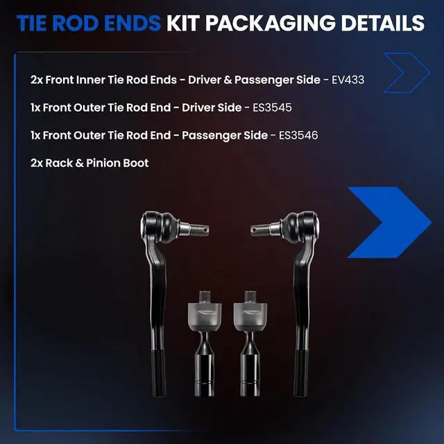 Alt view image 4 of 7 - 6-PC Tie Rod Ends Kits Compatible with Toyota Tacoma 1995-2004,1xOuter ES3545 ES3546,2xInner EV433,2xdust cover