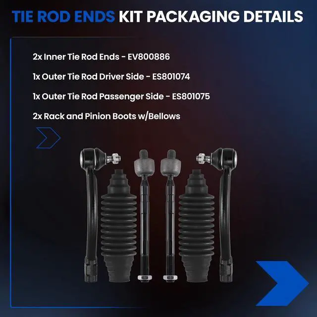 Alt view image 4 of 7 - 6PCS ES80107 ES80107 EV80088 Inner and Outer Tie Rod End kit Compatible with Hyundai Elantra 2011-2017, Boots