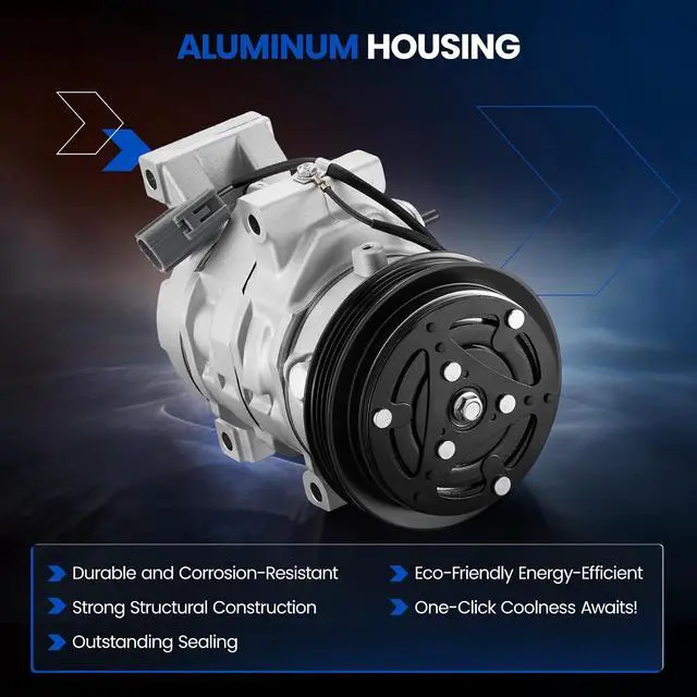 Alt view image 3 of 7 - 1011063 Air Conditioning AC Compressor with Clutch for Toyota Echo | Compatible with Toyota Echo 2000-2005 L4 1.5L GAS
