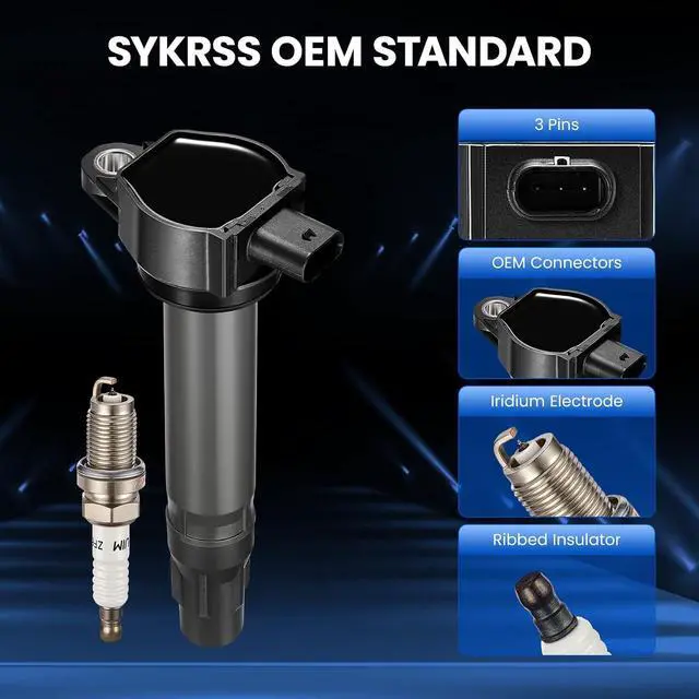 Alt view image 3 of 7 - 4 Ignition Coils & 4 Spark Plugs - forDodge Journey/Caliber/Avenger, forJeep Compass/Patriot, forChrysler 200/Sebring 1.8L 2.0L 2.4L L4 2007-2020 - Repl UF557/BY481ZFR5F