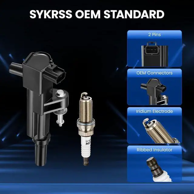 Alt view image 2 of 7 - 8 Ignition Coils & 8 Spark Plugs - for Dodge Dakota/Ram 1500/Durango, for Jeep Commander/Grand Cherokee, for Chrysler Aspen 4.7L V8 2008-2013 - Repl UF601/4469