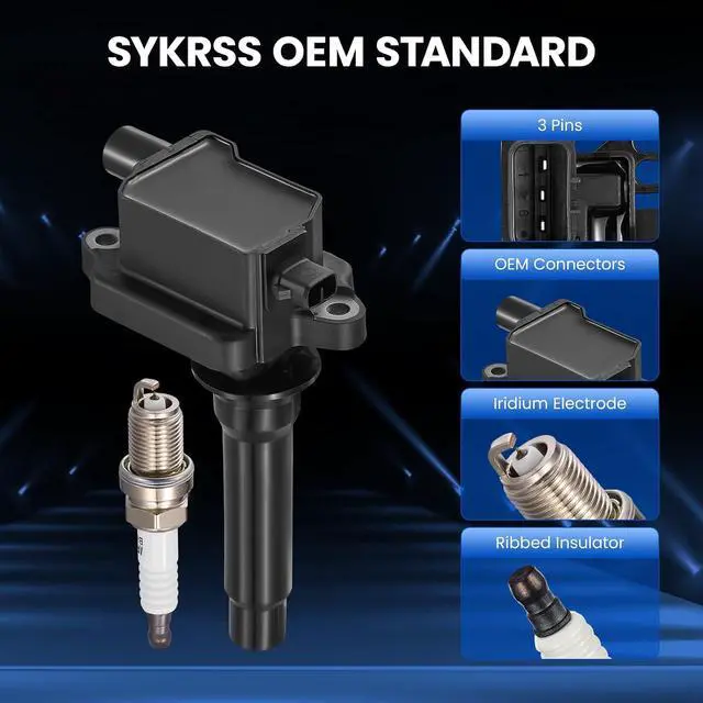 Alt view image 3 of 7 - 2 Ignition Coils & 4 Spark Plugs - for Kia Sportage 2.0L L4 1995-2002 - Repl UF283/7092