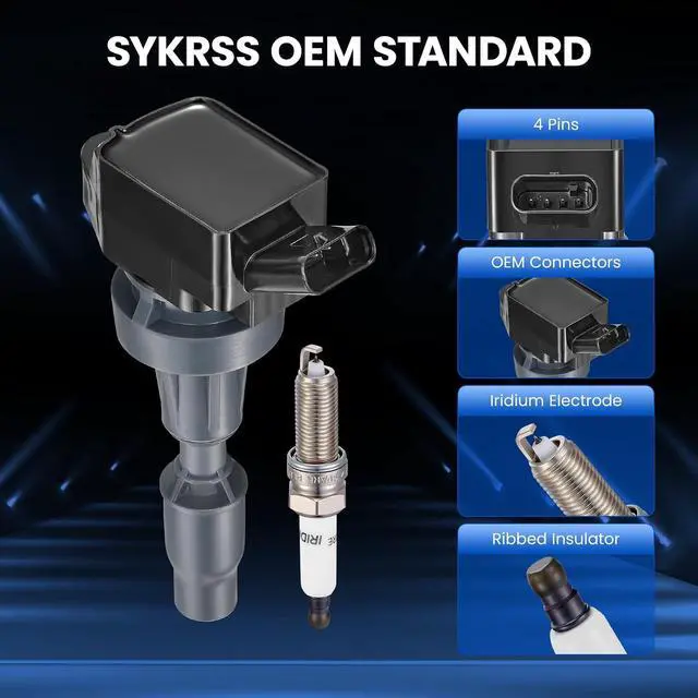 Alt view image 2 of 7 - 4 Ignition Coils & 4 Spark Plugs - for Hyundai Elantra/Kona/Veloster/Tucson, for Kia Optima/Soul/Forte 1.6L L4 2015-2020 - Repl UF817/97080