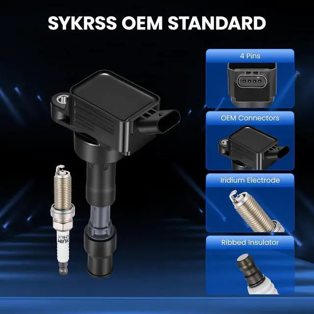 Alt view image 2 of 7 - 4 Ignition Coils & 4 Spark Plugs - for Hyundai Elantra/Kona/Veloster, for Kia Forte/Soul 2.0L L4 2017-2020 - Repl UF816/ILZKR8C8G