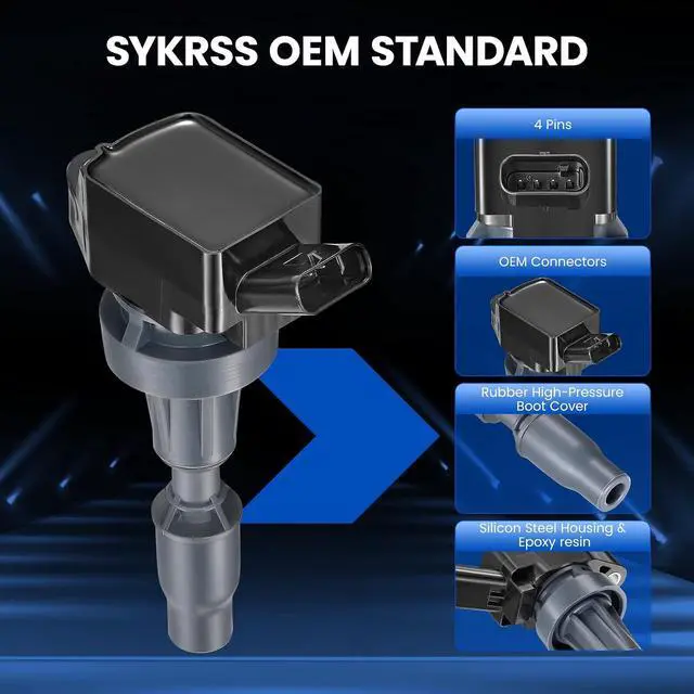 Alt view image 2 of 7 - 4 Ignition Coils - Compatible with Hyundai (Kona, Veloster, Elantra, Sonata, Tucson) and Kia (Forte5, Optima, Seltos, Soul) 1.6L L4 2015-2021 - Repl UF817/273012B120