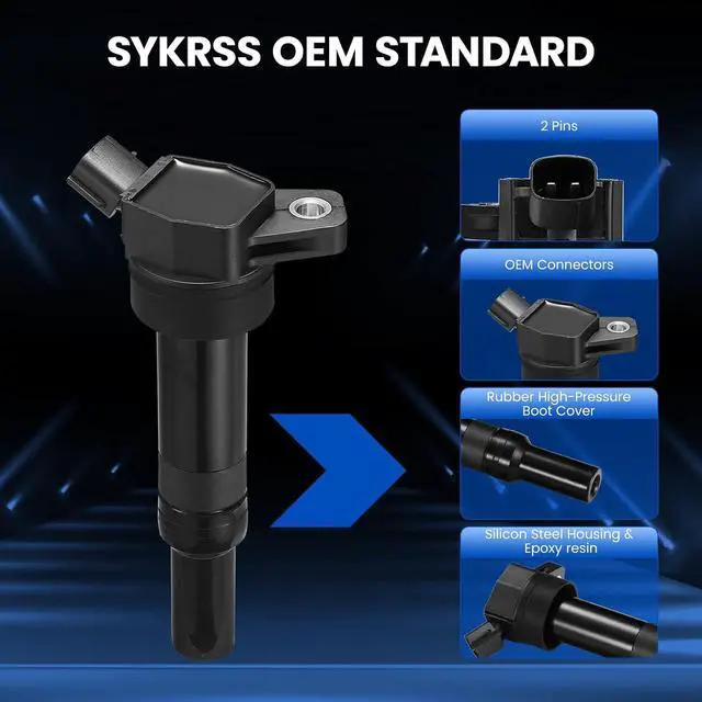 Alt view image 3 of 7 - 4 Ignition Coils Pack Fix Misfires for Hyundai Elantra/Tucson & Kia Soul/Forte (1.8L/2.0L L4) Repl. UF651/273002E000