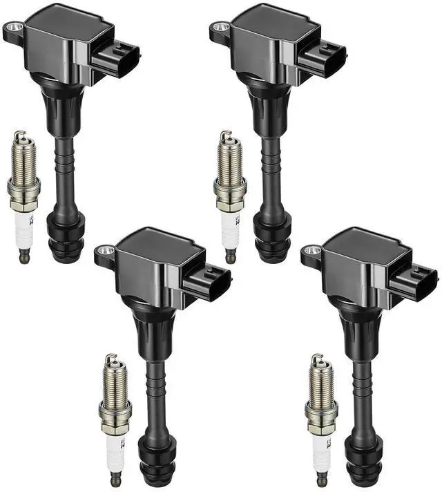 Main image of Set of 4 UF351 Ignition Coil Pack and 4505 spark plugs Compatible with Nissan Sentra 1.8L l4 2002 2003 2004 2005 2006 Replacement 22448-6N015 22448-6N011 C1397 5C1394 52-1745