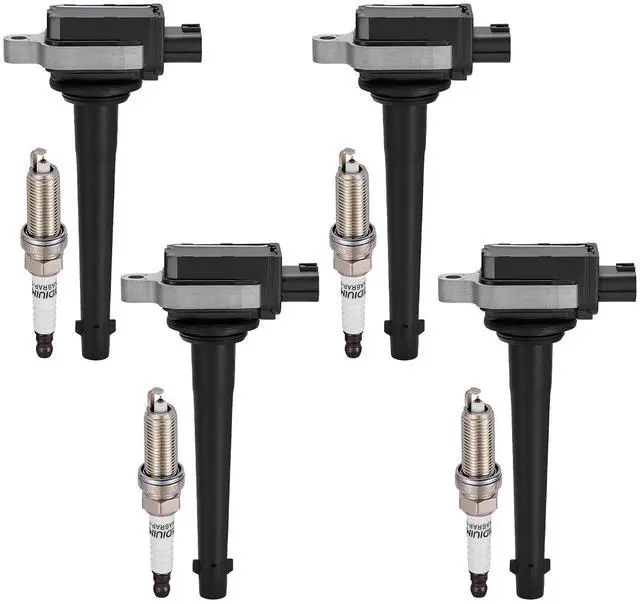 Main image of 4-Pack UF591 Ignition Coils & 5118 Spark Plugs Kit Compatible with Nissan Sentra 2007 2008 2009, L4 2.0L - Replaces 22448ED800 22448ED80A GN10325 221604014 1788316 UF-591 & more