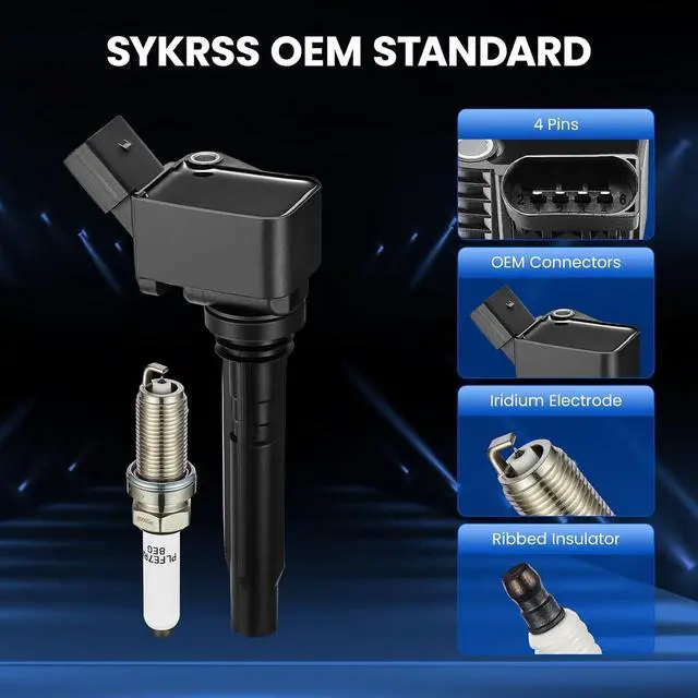 Alt view image 3 of 7 - Set of 4 Ignition Coil Pack UF716 and Iridium Spark Plugs LFER7BHX Compatible with Audi A3 A4 A5 A6 TT Q5 Q7 S3 S4 Compatible with Volkswagen Beetle Golf Jetta Passat Replace UF765 UF771