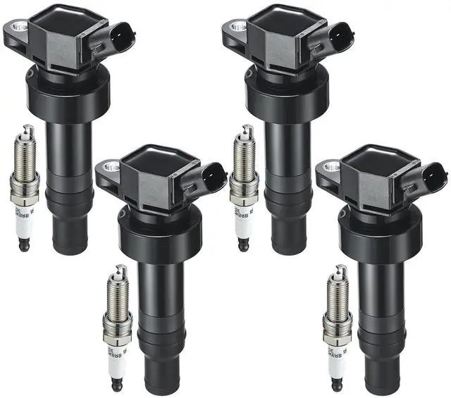 Main image of 4 Ignition Coils Pack+4 Spark Plug Kit Fix Misfires for Hyundai Accent/Veloster & Kia Rio/Soul (1.6L L4) Repl. UF652/27301-2B100/93815
