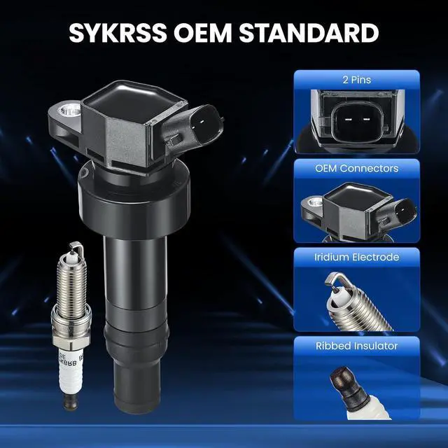 Alt view image 3 of 7 - 4 Ignition Coils Pack+4 Spark Plug Kit Fix Misfires for Hyundai Accent/Veloster & Kia Rio/Soul (1.6L L4) Repl. UF652/27301-2B100/93815