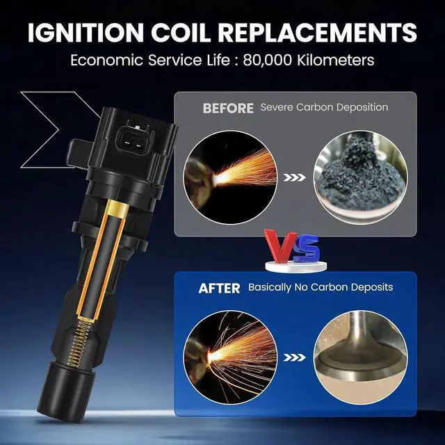Alt view image 5 of 7 - 4 Ignition Coils Pack Fix Misfires for Ford Fusion & Mercury Milan (2.3L L4) 2006-2009 Repl. UF516/6E5Z12029AA