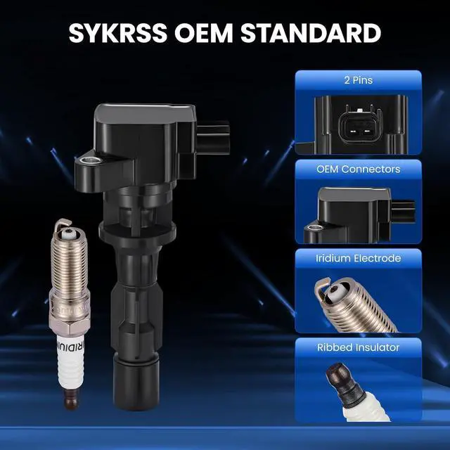 Alt view image 3 of 7 - 4 Ignition Coils Pack+4 Spark Plug Kit Fix Misfires for Ford Fusion & Mercury Milan (2.3L L4) 2006-2009 Repl. UF516/6E5Z12029AA/SP530