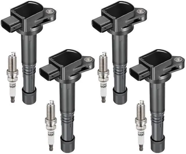 Main image of 4 Ignition Coils UF583+ 4 Iridium Spark Plugs 9807B-561BW for Chevy | Fits: Honda L4: RSX(02-06 2.0L),Accord(03-07),Civic(06-11),CR-V(02-09),Element(03-11). OE:UF583,UF311,C1382. Direct fit.