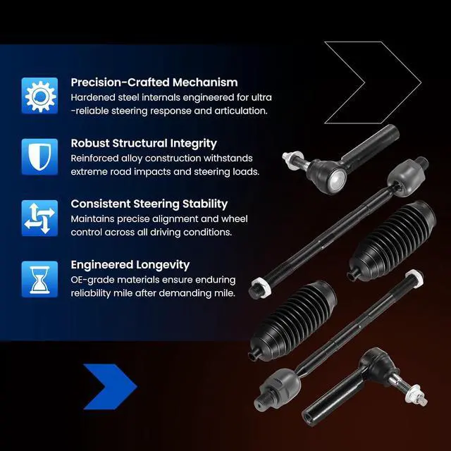 Alt view image 6 of 7 - 6-PC Tie Rod Ends Kits Compatible with Chevrolet Traverse 2009-2017,2xInner-EV8005722xOuter-ES8002862xDust cover